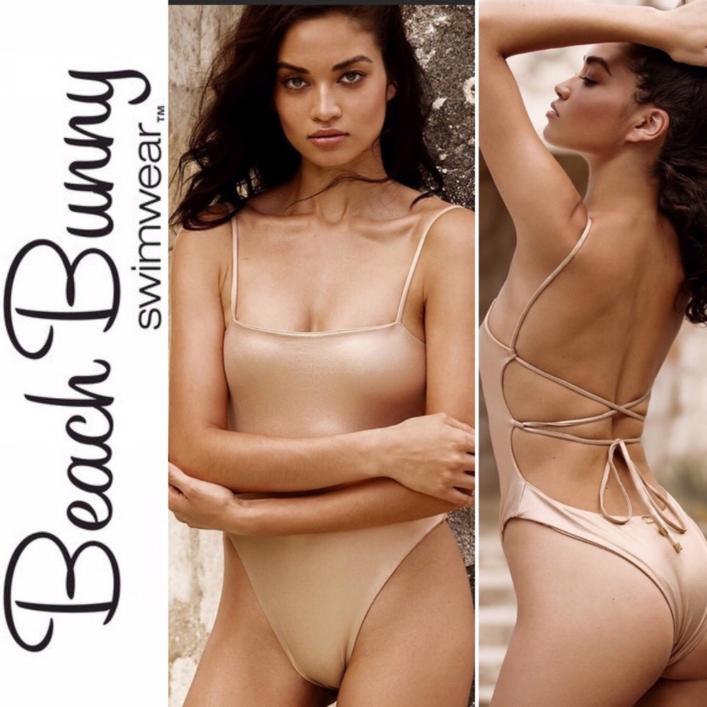 Beach Bunny Luna Gold Shimmer One Piece Swimsuit